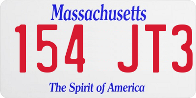 MA license plate 154JT3