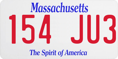 MA license plate 154JU3