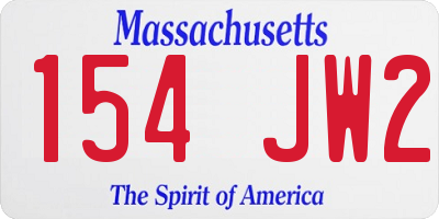 MA license plate 154JW2