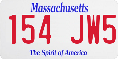 MA license plate 154JW5
