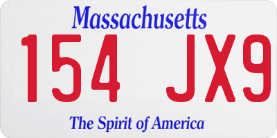 MA license plate 154JX9
