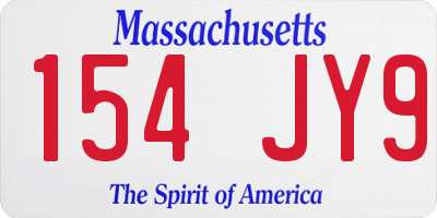 MA license plate 154JY9