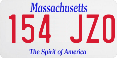MA license plate 154JZ0