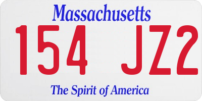 MA license plate 154JZ2