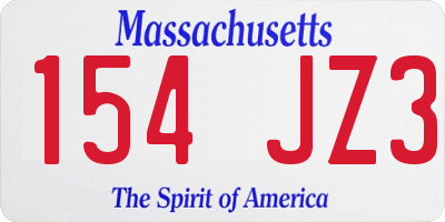 MA license plate 154JZ3