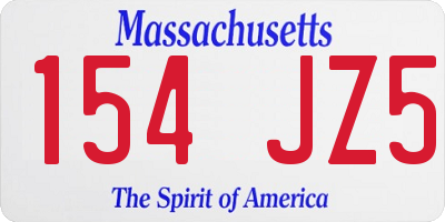 MA license plate 154JZ5