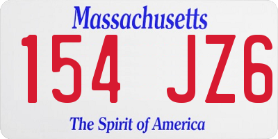 MA license plate 154JZ6