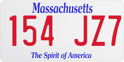 MA license plate 154JZ7