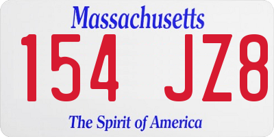 MA license plate 154JZ8