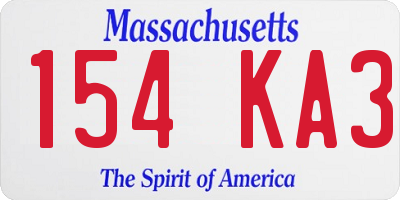 MA license plate 154KA3