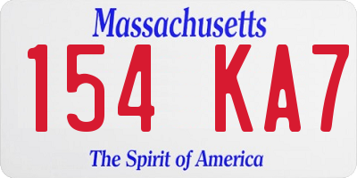 MA license plate 154KA7