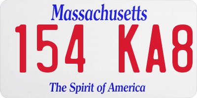 MA license plate 154KA8
