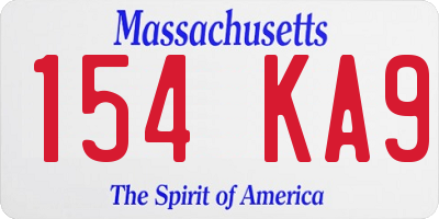 MA license plate 154KA9