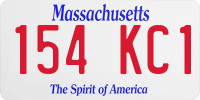 MA license plate 154KC1