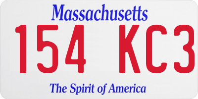 MA license plate 154KC3