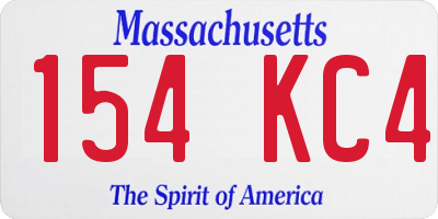 MA license plate 154KC4