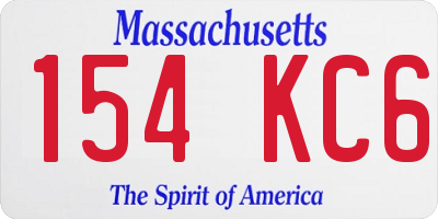 MA license plate 154KC6