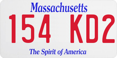 MA license plate 154KD2