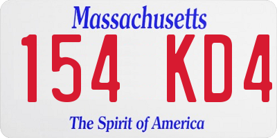 MA license plate 154KD4