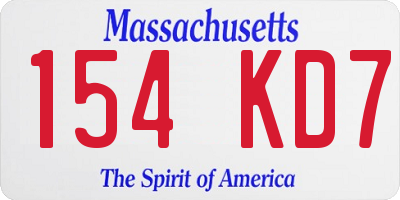 MA license plate 154KD7