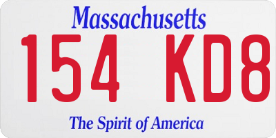 MA license plate 154KD8