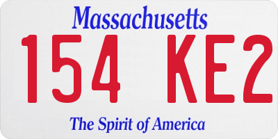 MA license plate 154KE2