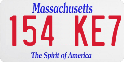 MA license plate 154KE7