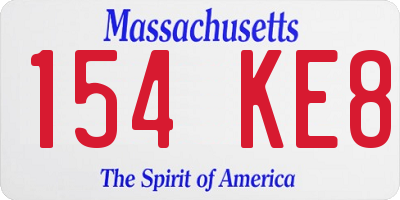 MA license plate 154KE8