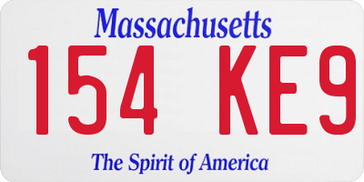 MA license plate 154KE9