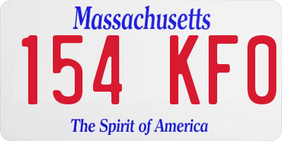 MA license plate 154KF0