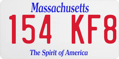 MA license plate 154KF8