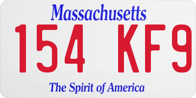 MA license plate 154KF9