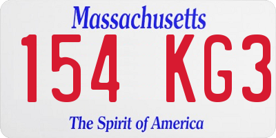 MA license plate 154KG3