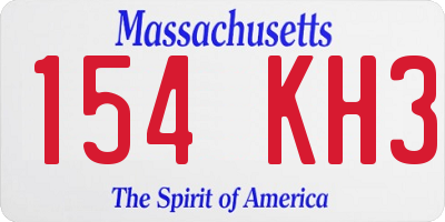 MA license plate 154KH3
