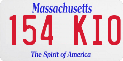 MA license plate 154KI0