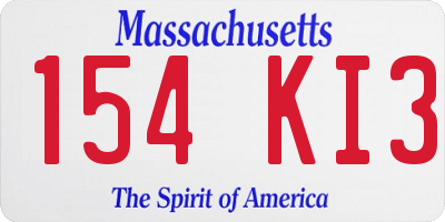 MA license plate 154KI3