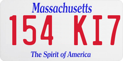MA license plate 154KI7