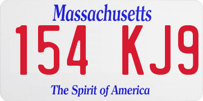 MA license plate 154KJ9