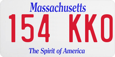 MA license plate 154KK0