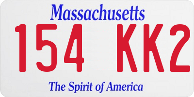 MA license plate 154KK2