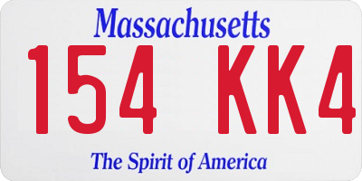 MA license plate 154KK4