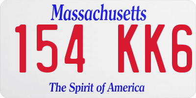 MA license plate 154KK6