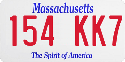 MA license plate 154KK7
