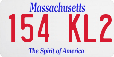 MA license plate 154KL2