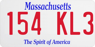 MA license plate 154KL3