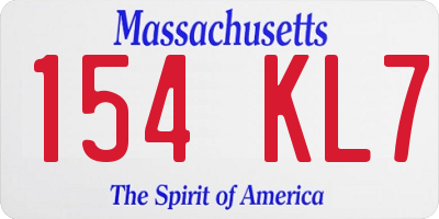 MA license plate 154KL7