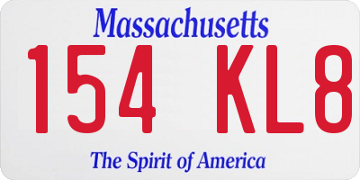 MA license plate 154KL8