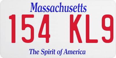 MA license plate 154KL9