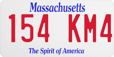 MA license plate 154KM4