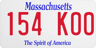 MA license plate 154KO0